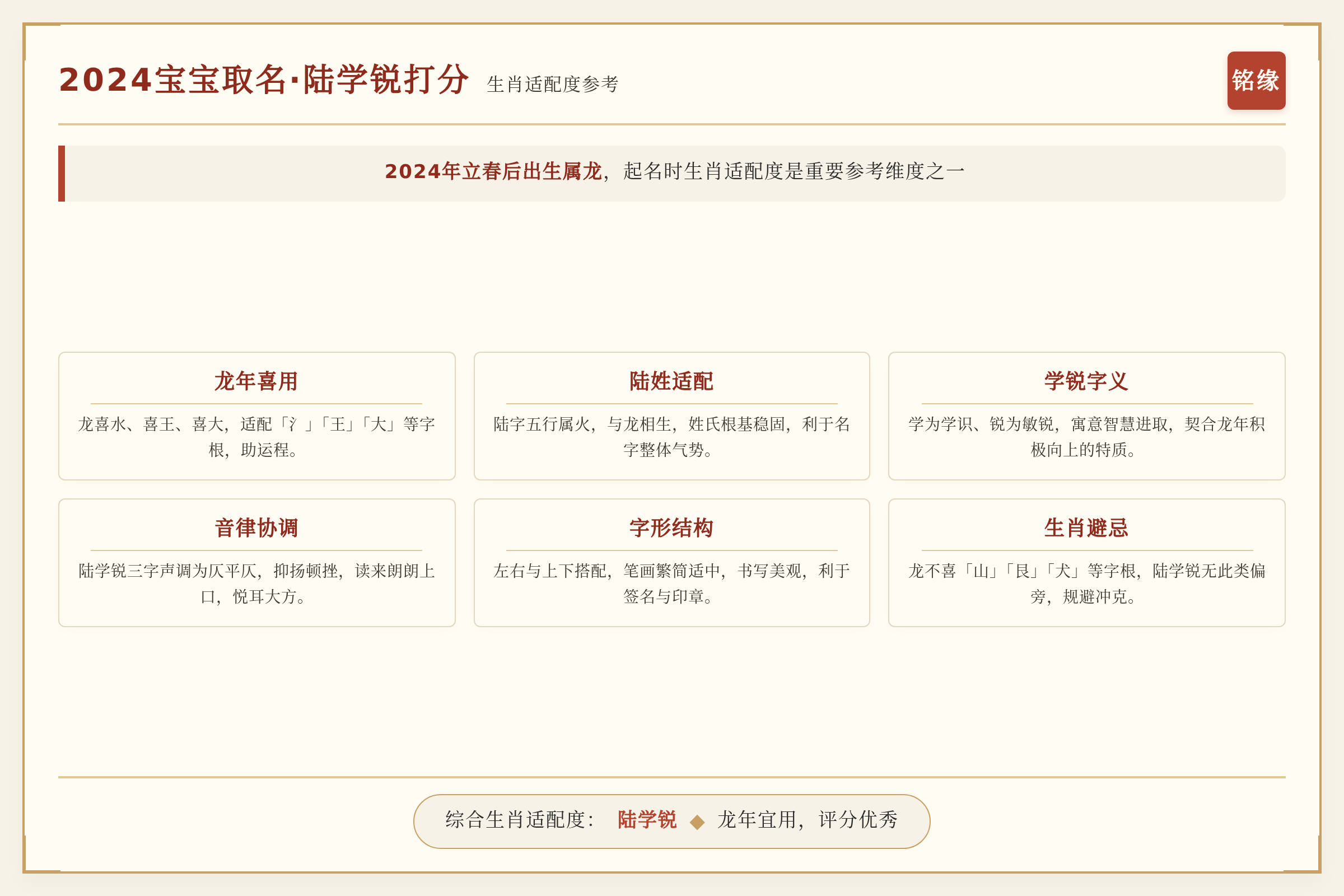 2024年立春后出生的宝宝属龙，起名时生肖适配度是重要的参考维度之一