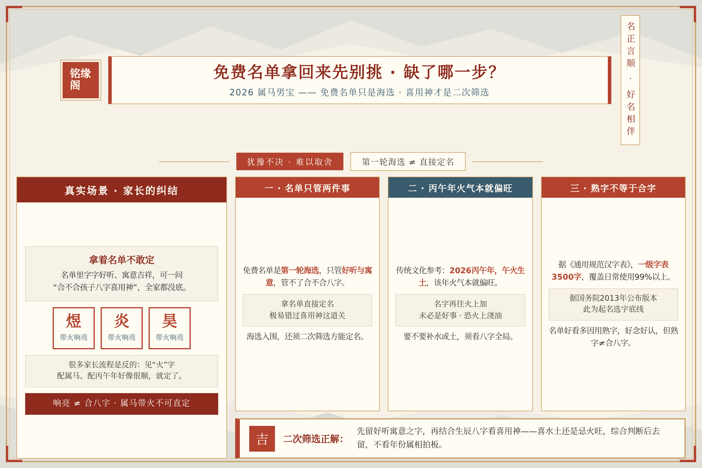 2026属马男宝家长拿着免费名单犹豫不决不知道喜用神合不合的真实场景