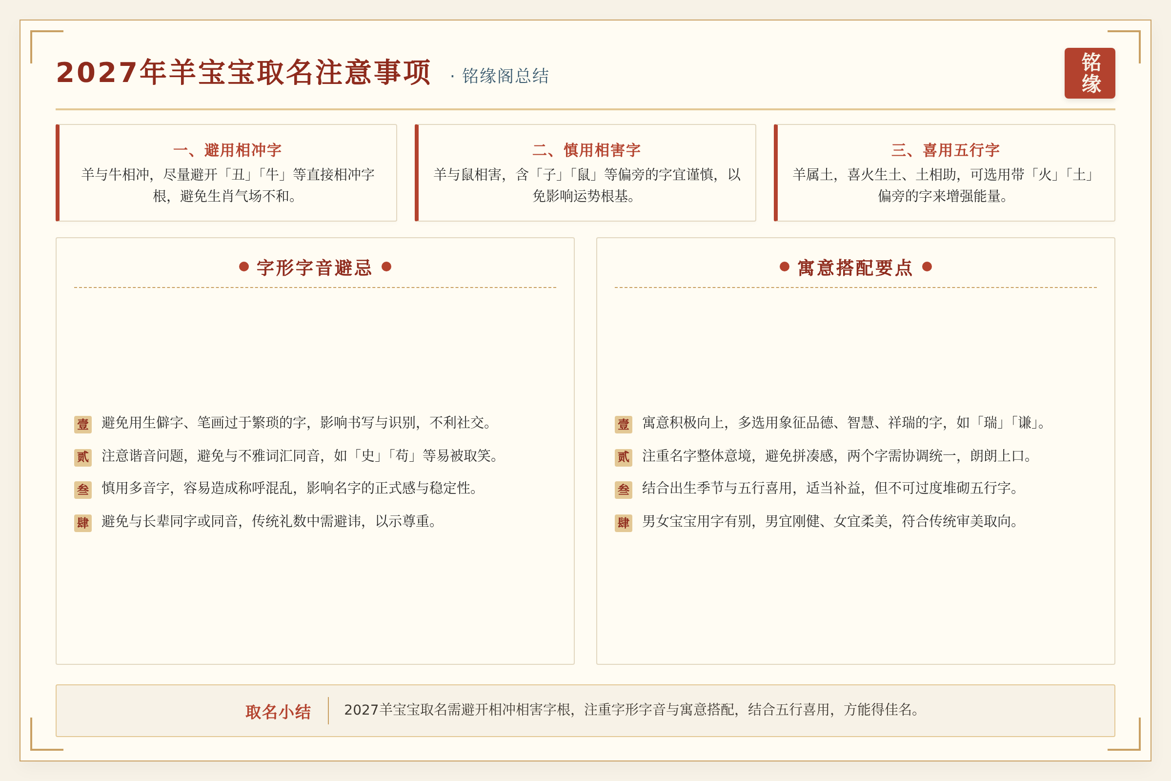 2027年羊宝宝取名注意事项总结