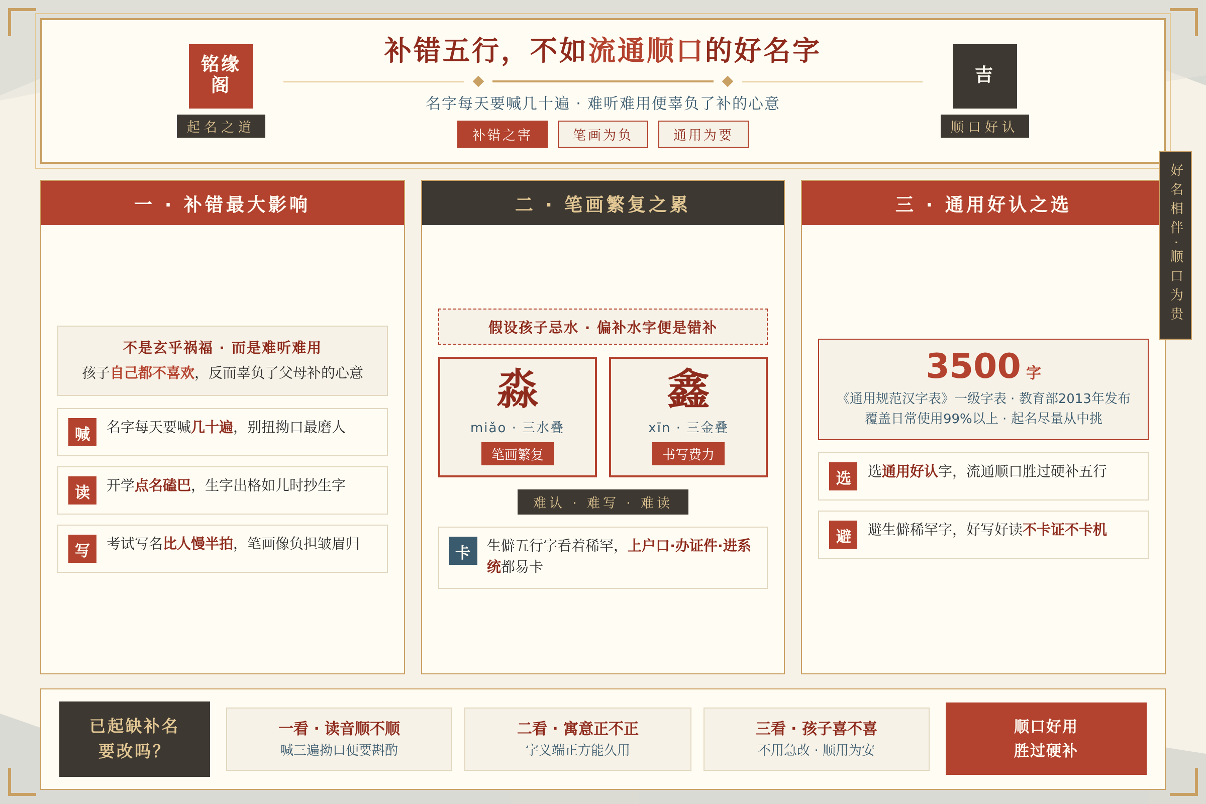 补错五行导致名字别扭难读还不如选流通顺口的宝宝名字
