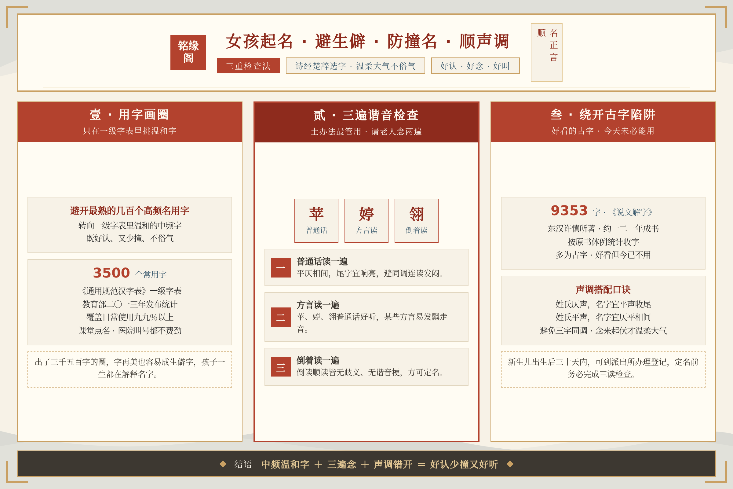 女孩起名避开生僻字和重名字还要兼顾声调搭配的检查方法