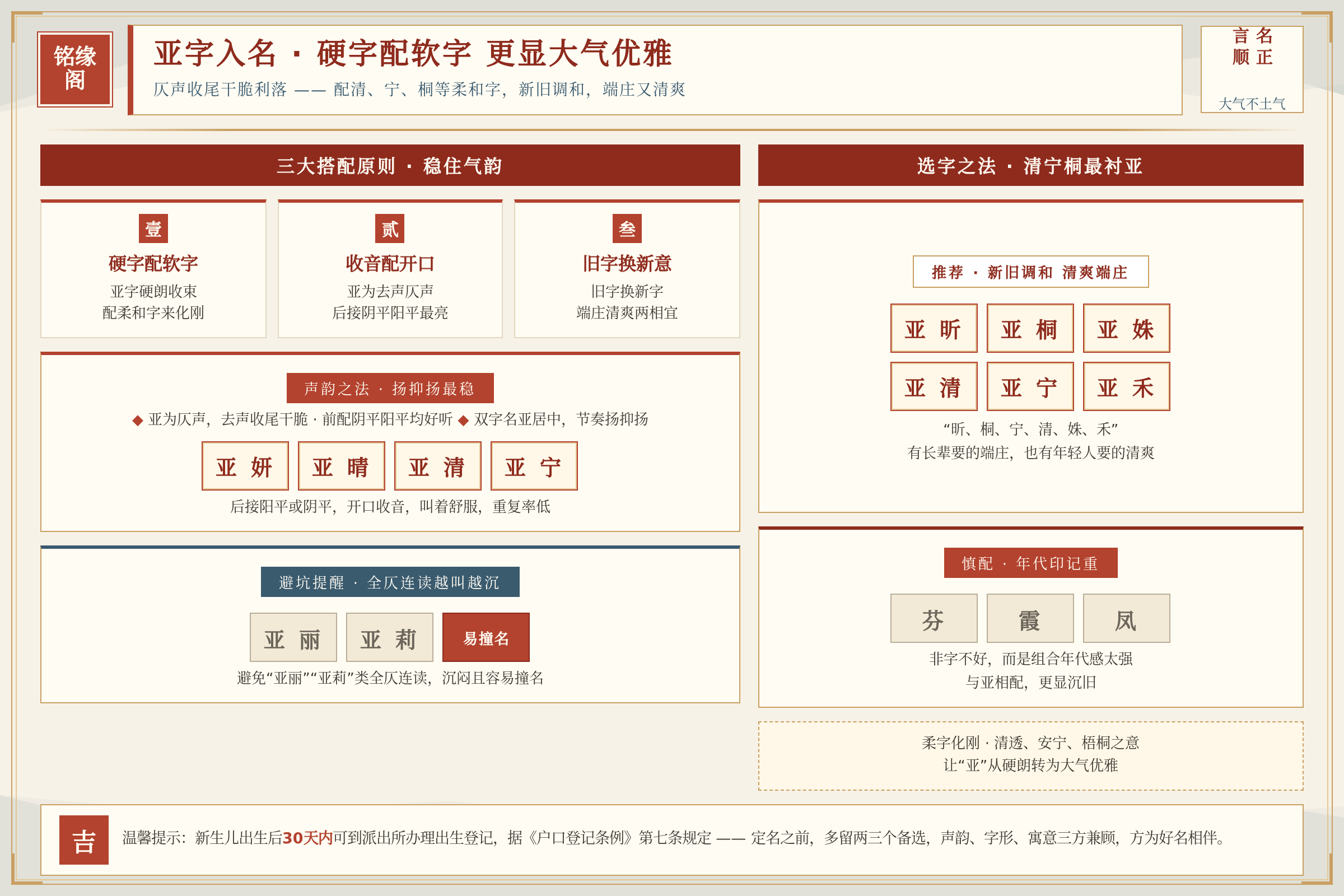 女孩名字中亚字与清宁桐等柔和字搭配更显大气优雅
