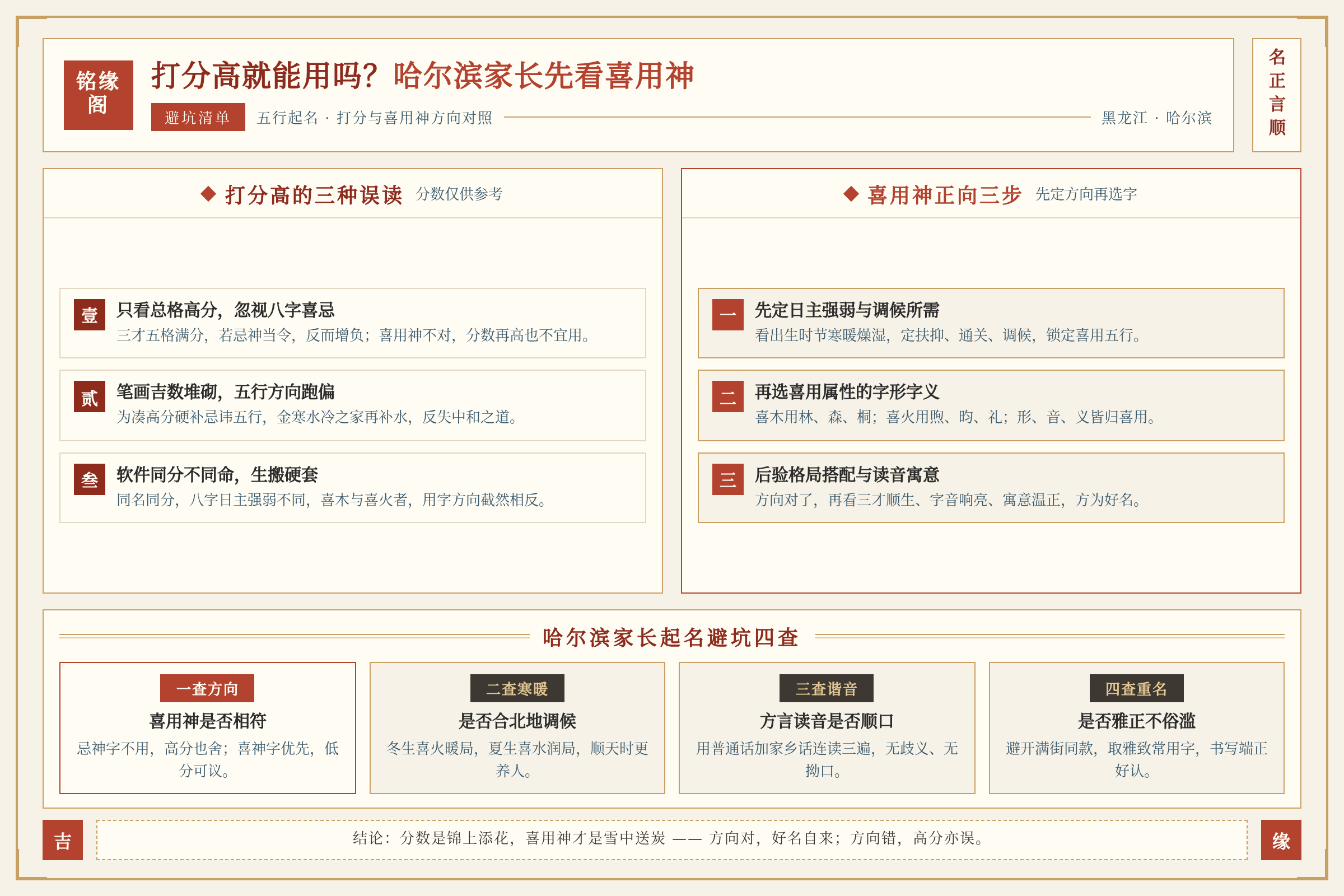 哈尔滨五行起名打分与喜用神方向对照避坑清单